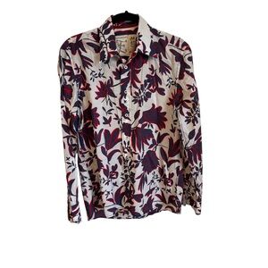 European Men's Cotton Floral Button-Up Shirt Size M